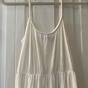 White cotton maxi dress with lace detail